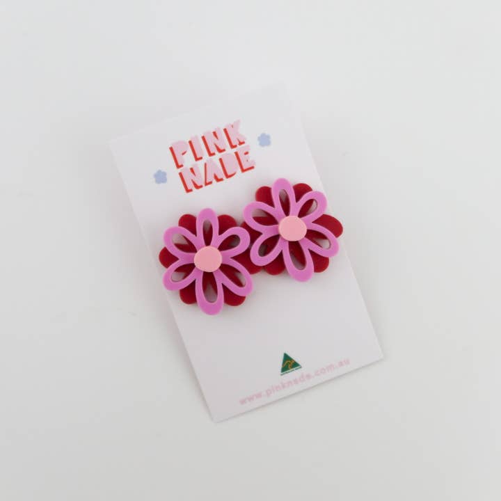 Pink Nade - Wholesale Stud/post earrings - Dahlia Flower Statement Stud2