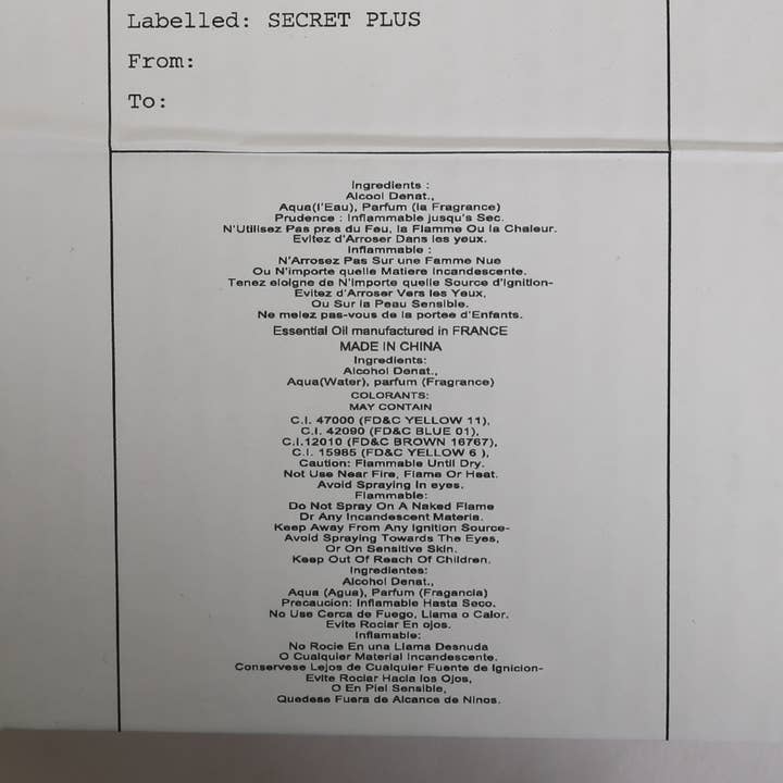 MYS Wholesale Inc - Vente Parfum/Eau de toilette - Secret Plus 33 : Parfum Unisexe (100ml)1