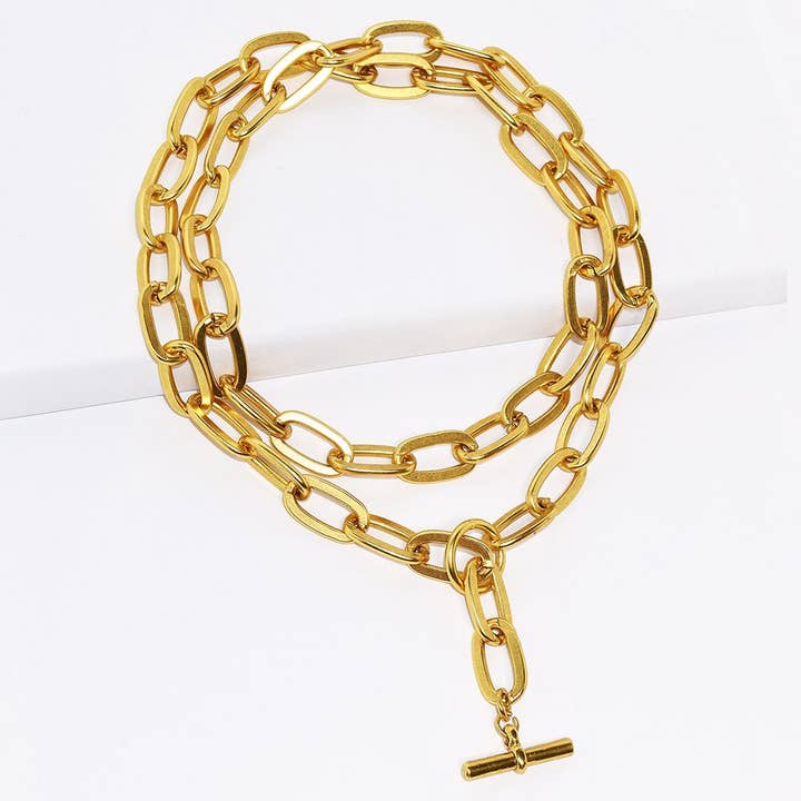 KARINE SULTAN - Wholesale Link & Chain Necklace - Bold Thick Link Long Chain Necklace