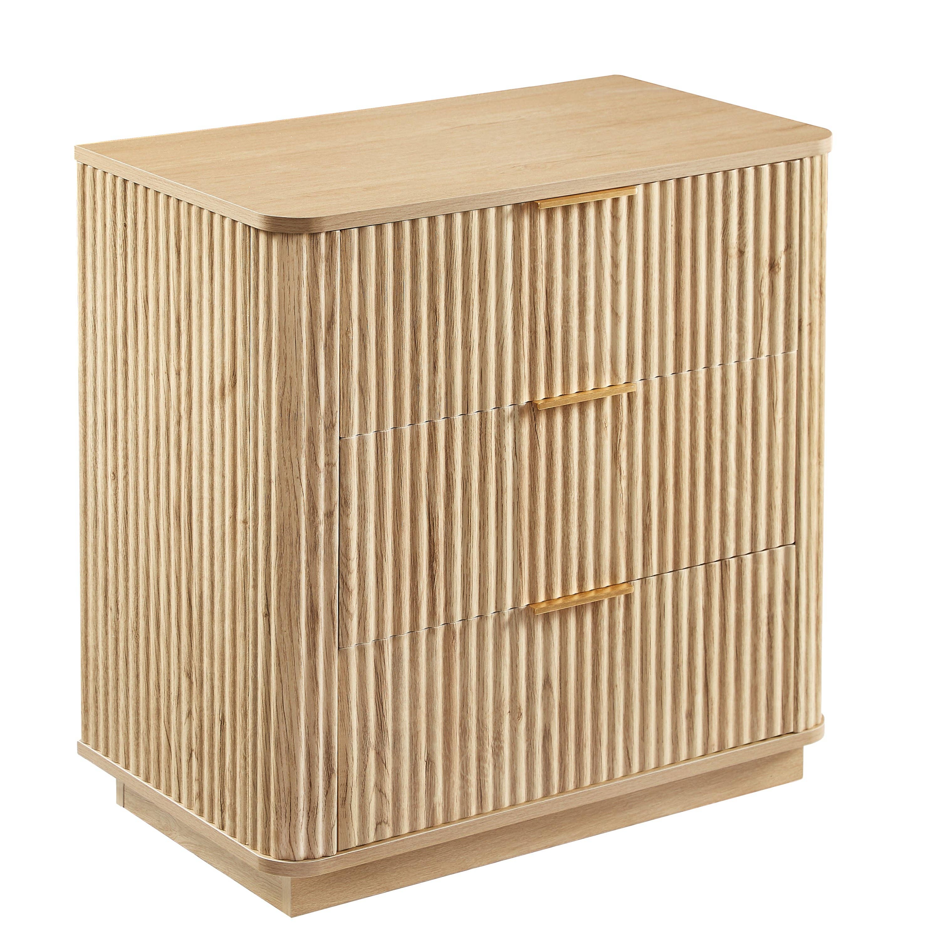 39F Inc. - Vente Armoire - Commode 3 tiroirs en chêne 2PCS (27,6" de largeur) - Design à vague courbée10