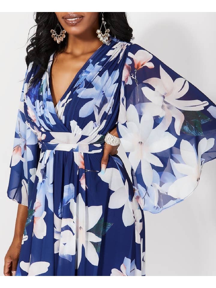 Eva & Lola - Epsilonn - Wholesale Dress - Women's - Long floral dress with ruffle sleeves - R142310