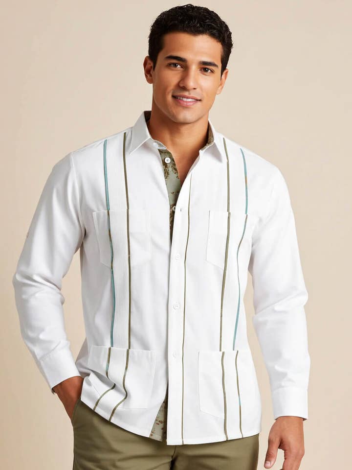 White Sand Caribeño Hideout Guayabera for wholesale by Y.A.Bera Clothing Modern Guayaberas
