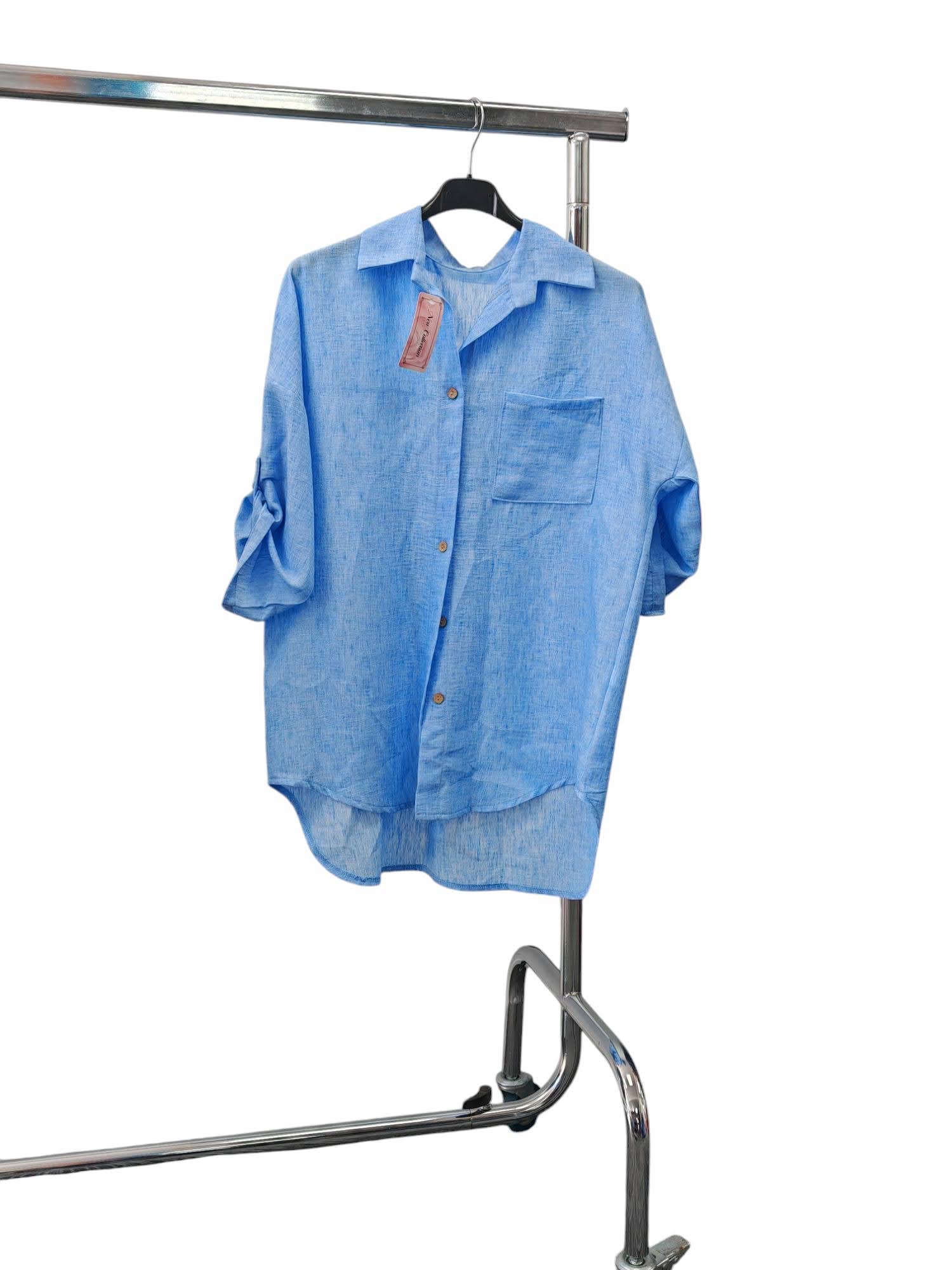 Superbia - Wholesale Button Down Shirt - Women's - Italian One Size Full Button Linen Shirt Blouse with Pocket1