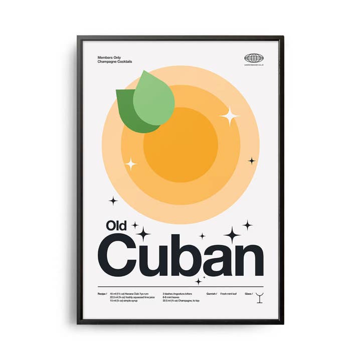 Mid-Century Modern Old Cuban Cocktail-affisch för wholesale av Weekend Concept