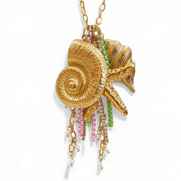 Donald - Declaración de collares multicadena y colgantes dorados para venta al por mayor de matins parisiens