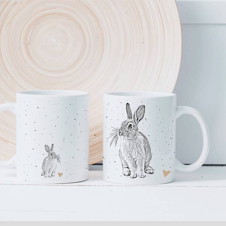 Caneca de cerâmica artesanal com um coelho desenhado por atacado de Farbrausch