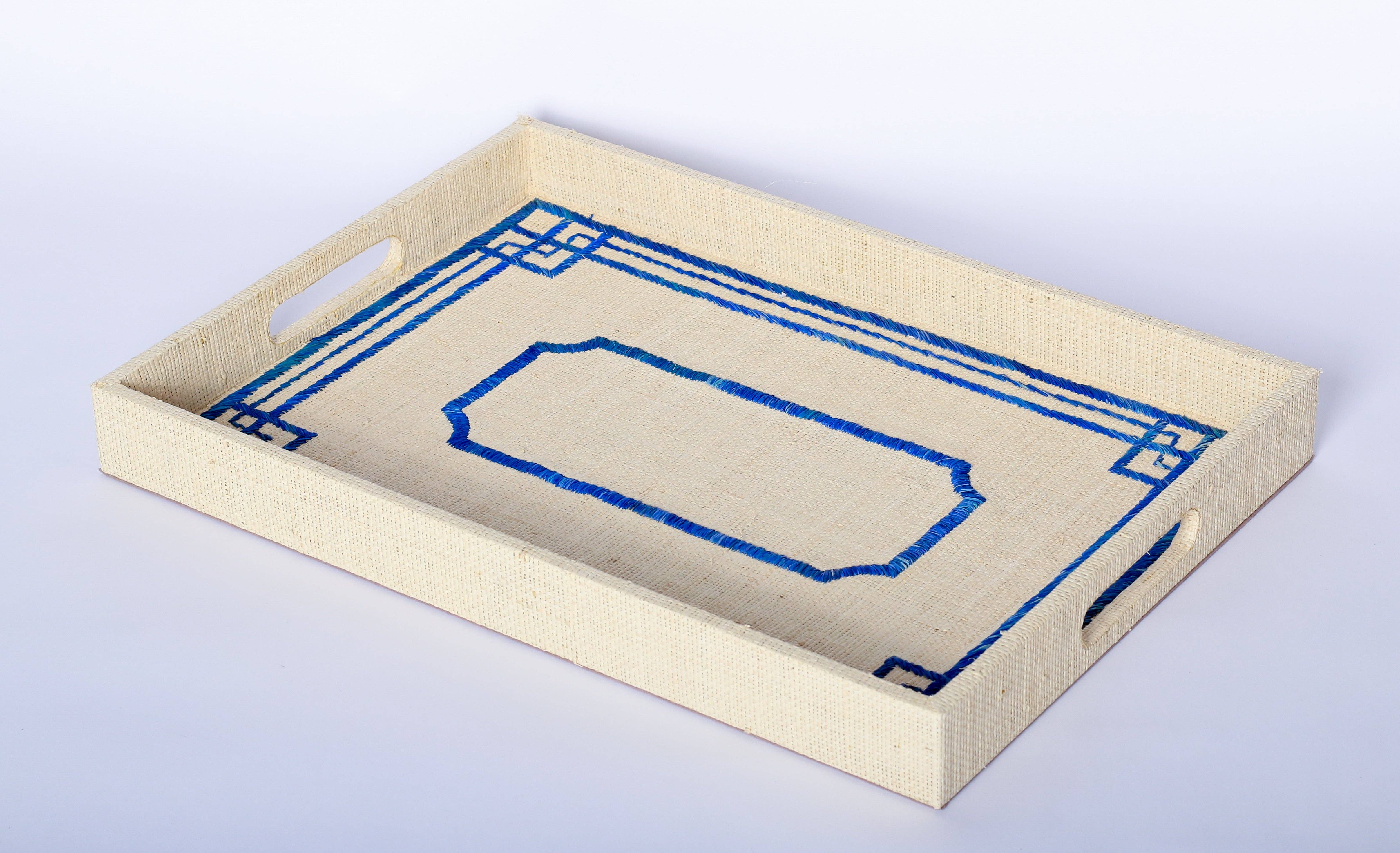 Larone Artisans, LLC - Vente Plateaux décoratifs - Plateaux brodés à bordure chinoise Penelope0