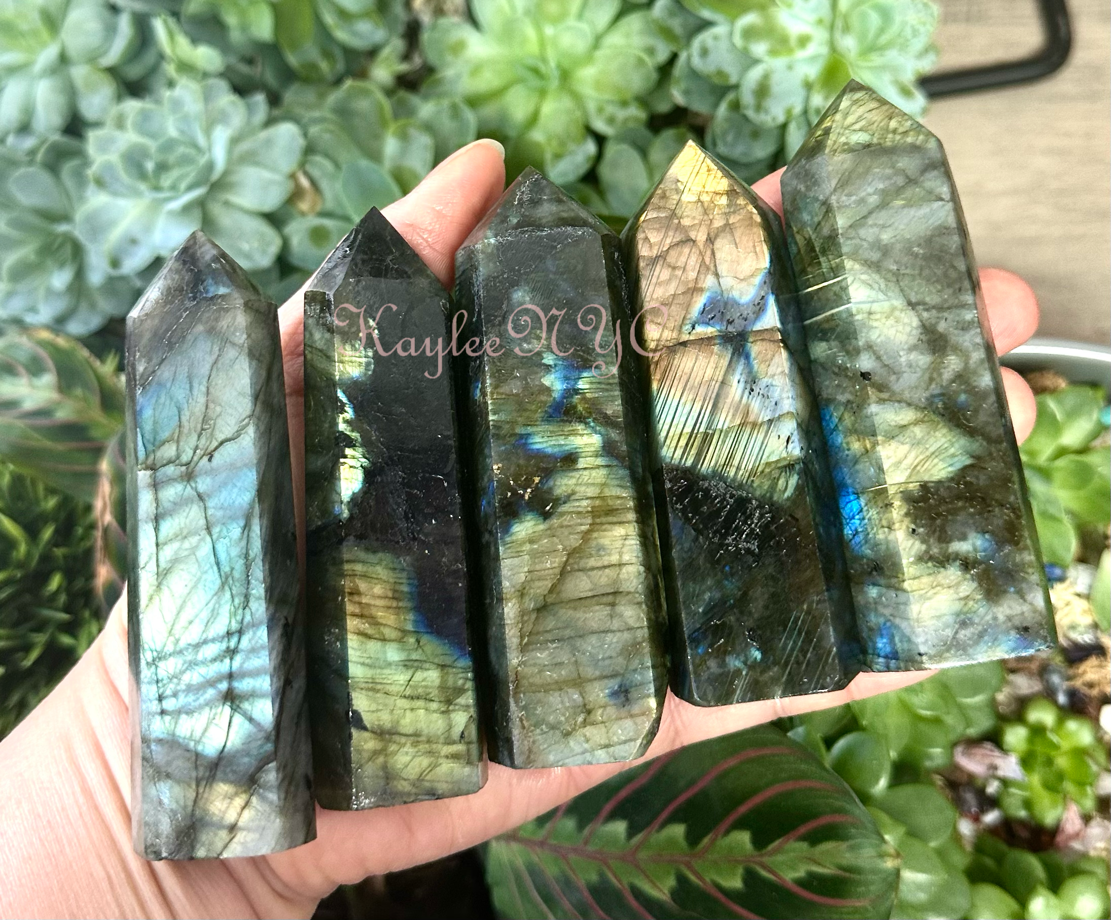 KayleeNYC - Wholesale Spiritual Stone/Crystal - Wholesale Lot 2 lb Natural Labradorite Obelisk Point Crystea4
