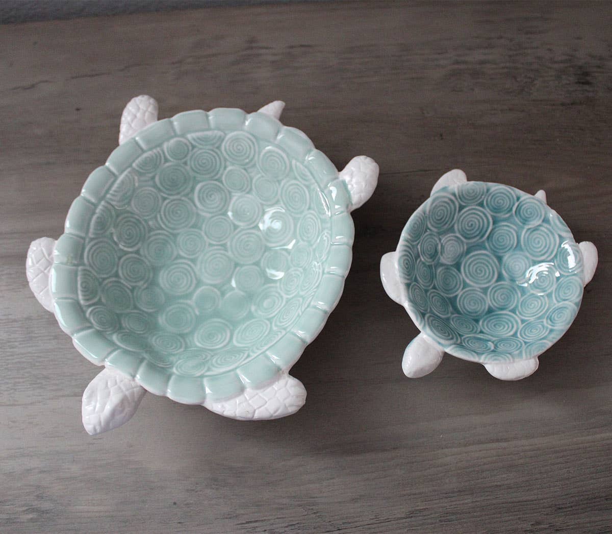 CB Home Collection - Wholesale Decorative Plate/Dish/Bowl - Sea Turtle Dishes - Set of 2 - Green & Blue2