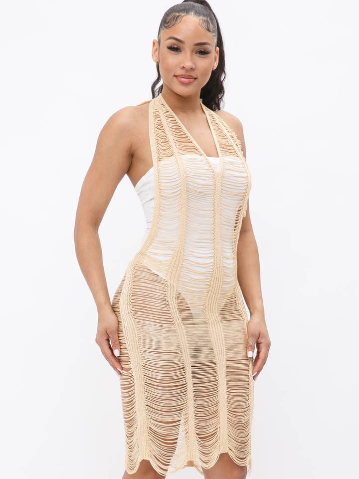 Julia by LoveJ - Vente Cache-maillot – femme - Robe cache-cou dos nu à col en V8