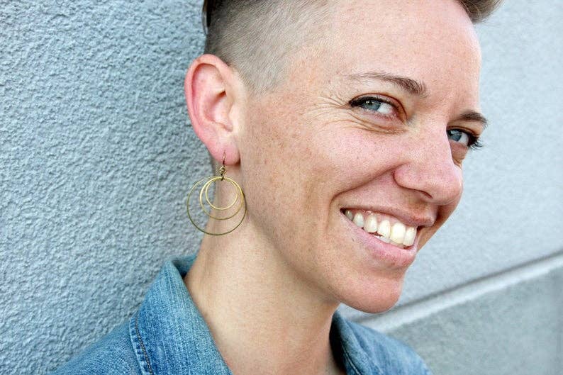 daniAWESOME - Wholesale Dangle Earrings - Triple Brass Hoop Earrings1