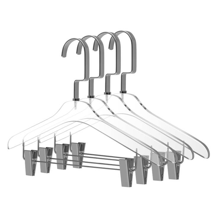 AC62 32 cm akrylgalge för barn, kjol- och byxhängare med bred krok, 40-pack för wholesale av Quality Hangers