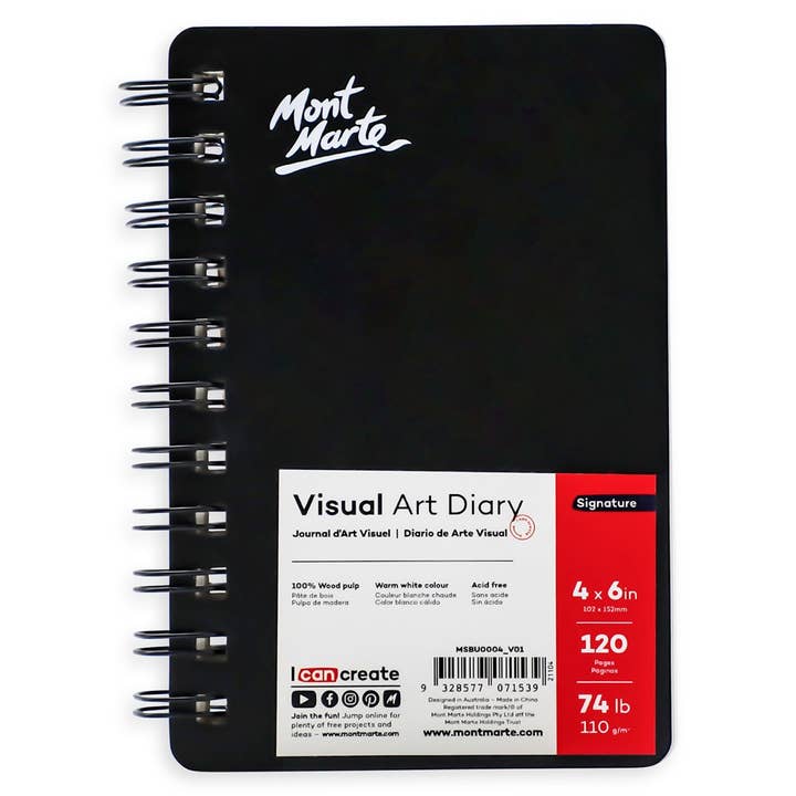 MM Visual Art Diary 4"x6" 120page for wholesale by Mont Marte Usa, Inc.