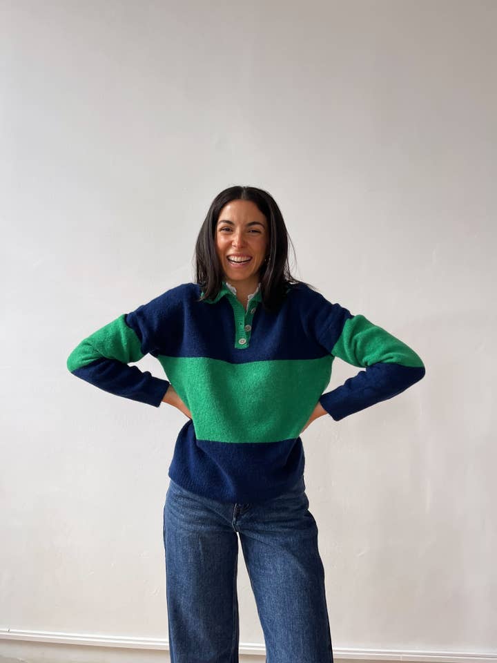 MindTraveler - Wholesale Knit Sweater - Women's - Paola Green and Blue Sweater