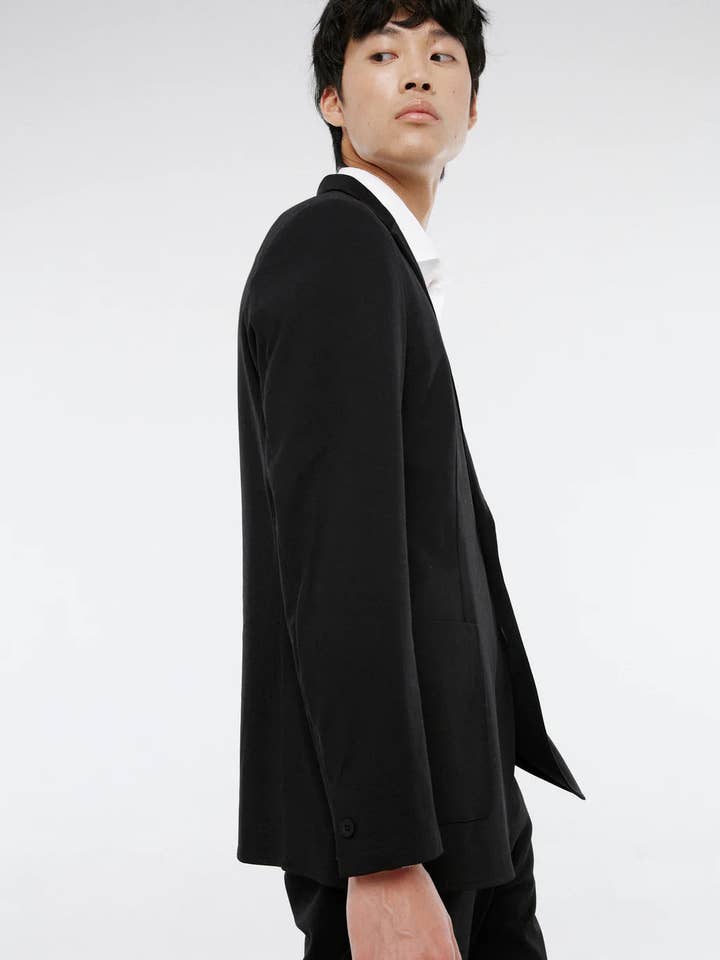 THE (REAL) GARCIA - Wholesale Blazer - Men's - KNIT BROKEN SUIT BLAZER BLACK2