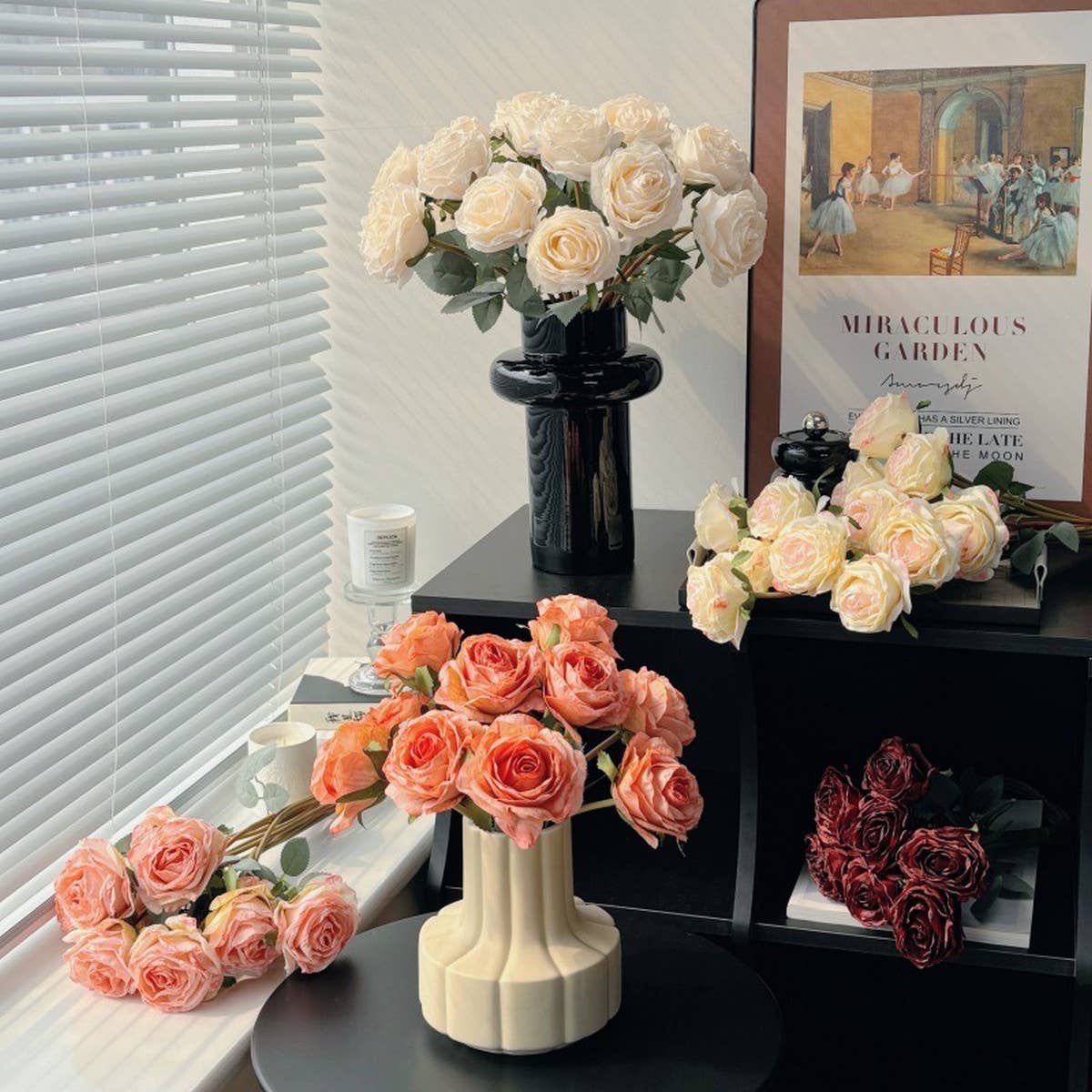 ACCITY - Wholesale Artificial Flowers - Premium Burnt Edge Rose Artificial Flower Bouquet_CWMM64697