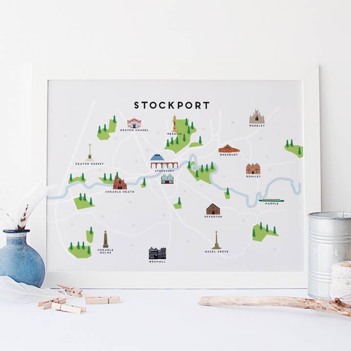 Stockport Map for wholesale by Pepper Pot Studios