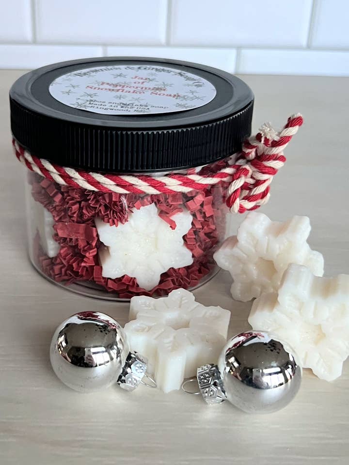 Peppermint soap jar gift, Co worker Christmas gift, small ho for wholesale by Brownies&Ginger Soap Co
