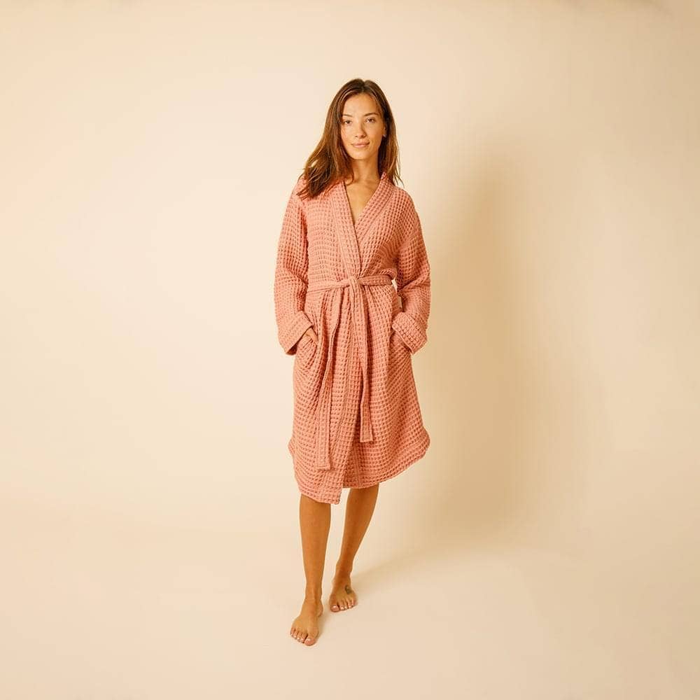 Wholesale Organic Weightless Waffle Bath Robe for your store Faire