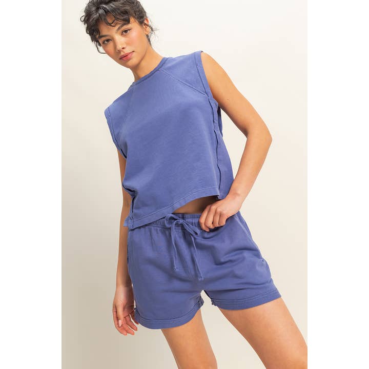 HYFVE - Wholesale Shorts - Women's - DZ25A872-Pigment Dyed Raw Edge Detail Shorts