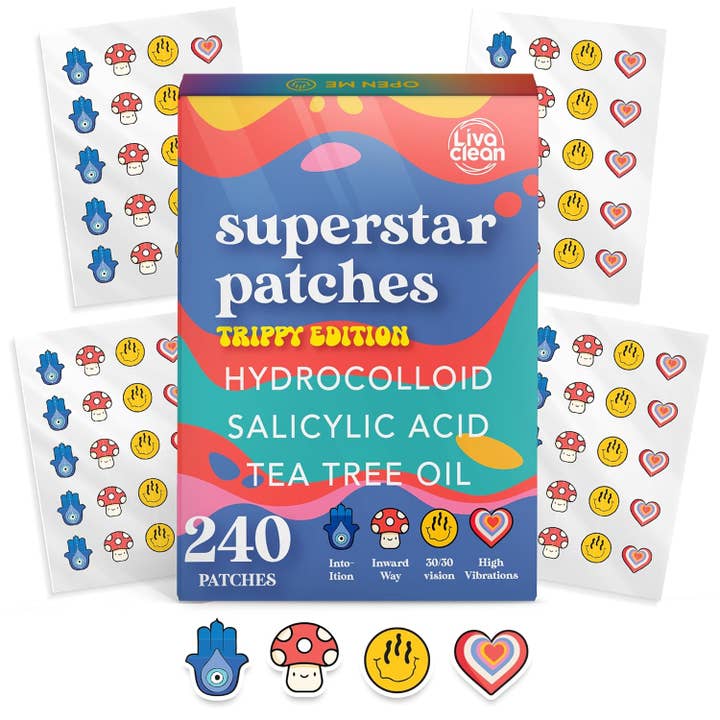 240 CT Superstar Patches Trippy Edition w/Salicylic Acid & Tea Tree Oil for wholesale by Livaclean