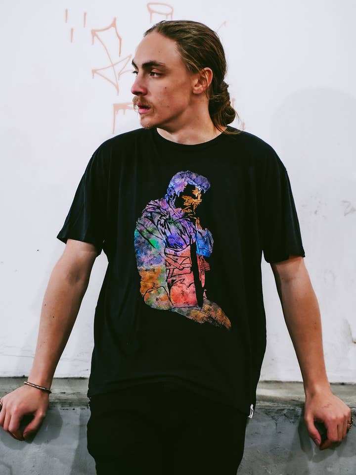 Johnny Cash Hand Painted Bamboo Tee for wholesale by Third Wolf Designs