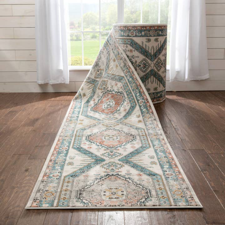 Julita Custom Size Runner Medallion Blue Choose Length for wholesale by Well Woven