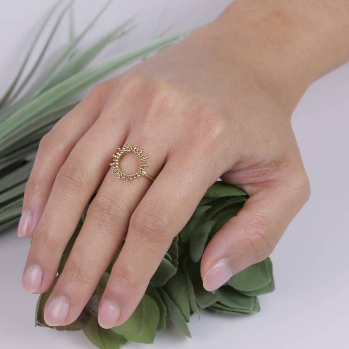 Baizaar - Wholesale Band/Stacked Ring - Brass Open Circle Ray Ring3