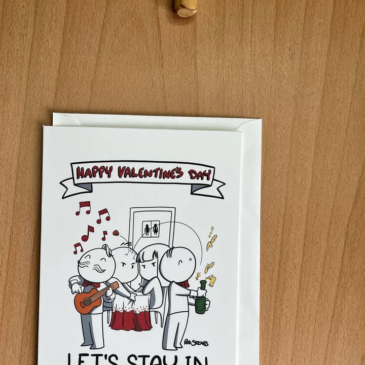 Vamos Ficar em Casa - Cartão do Dia dos Namorados por atacado de Rob Stears Illustration