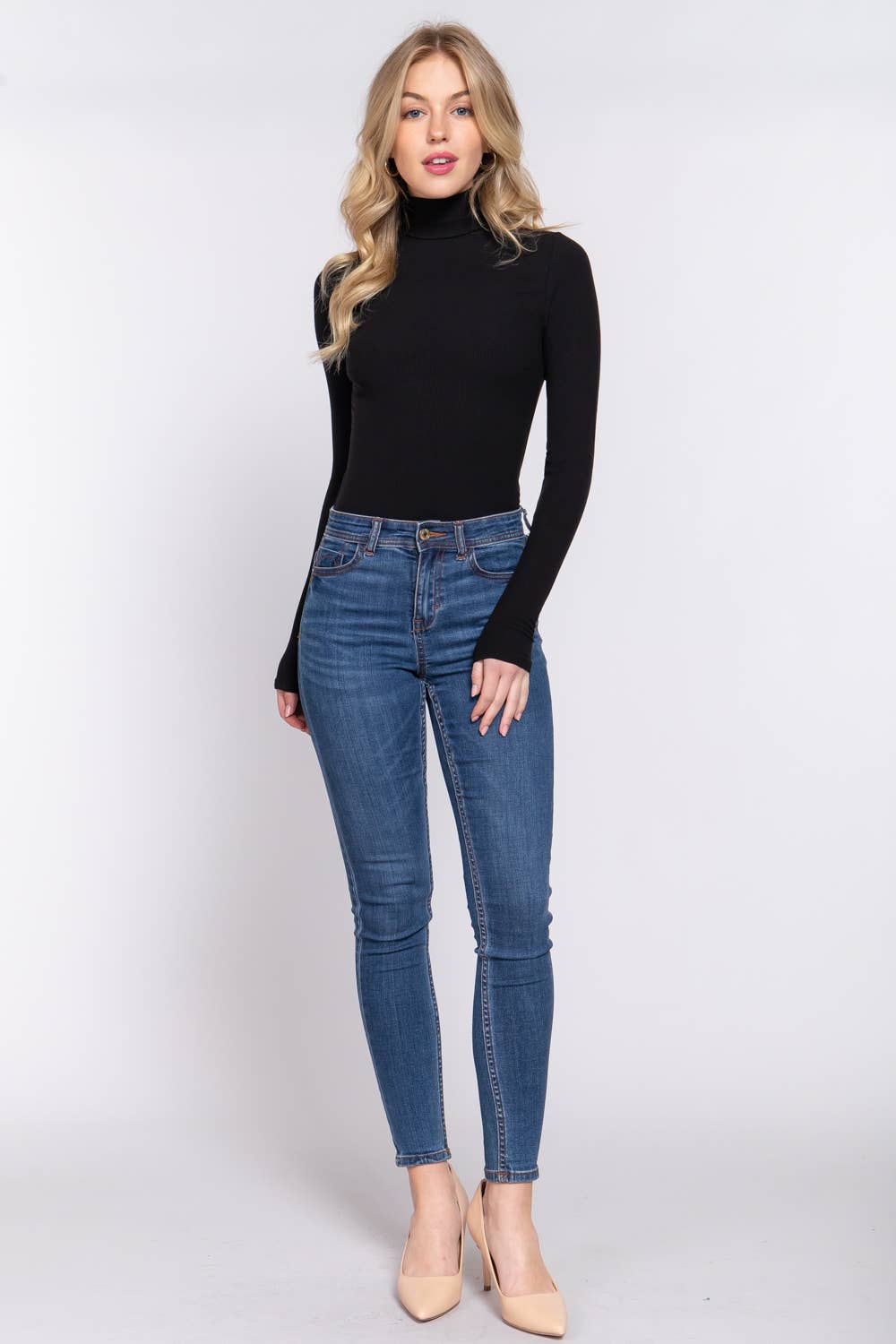 Active Basic | Active USA - Vendita all'ingrosso Body - Donna - Body a coste in rayon con collo alto e maniche lunghe9