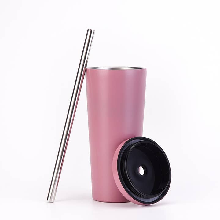 Candles Meta - Wholesale Insulated Mug/Tumbler - 710ml Silid Color Milk Tea Stainless Steel Cup with Straw23
