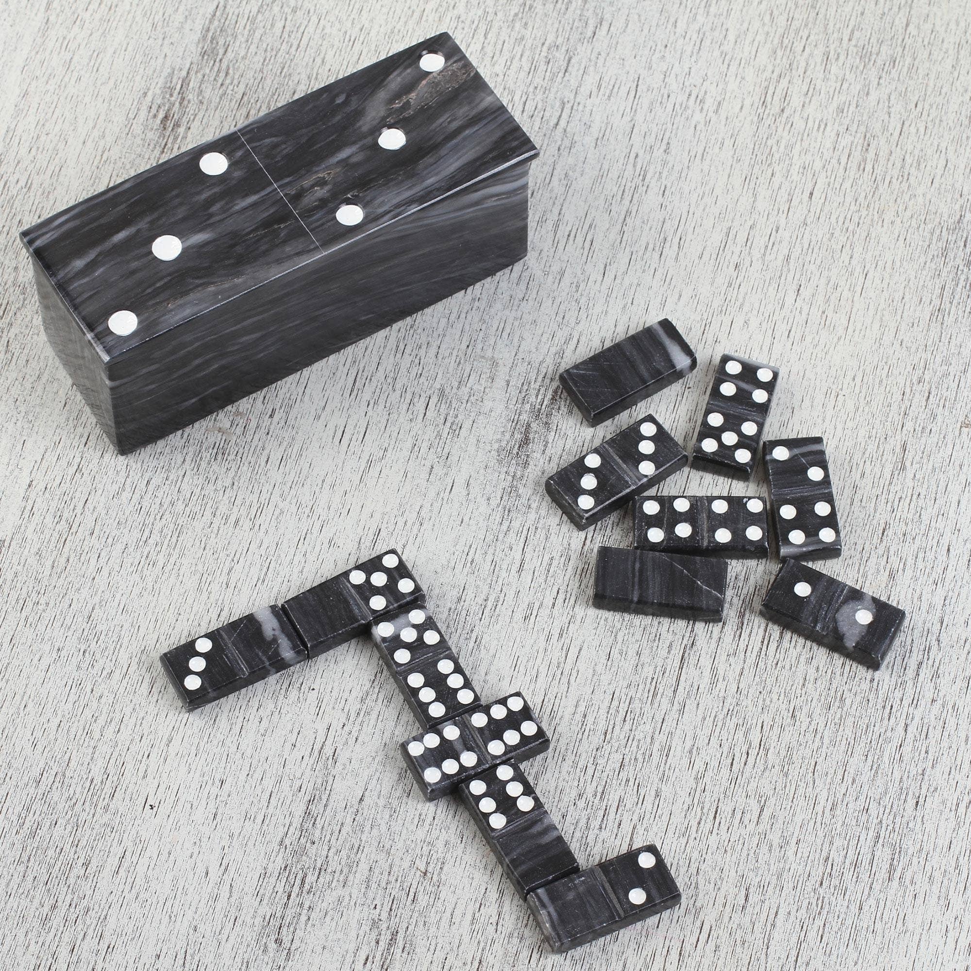 NOVICA - Wholesale Dominoes - NOVICA Fascinating Challenge Marble domino set  (6 inch)1