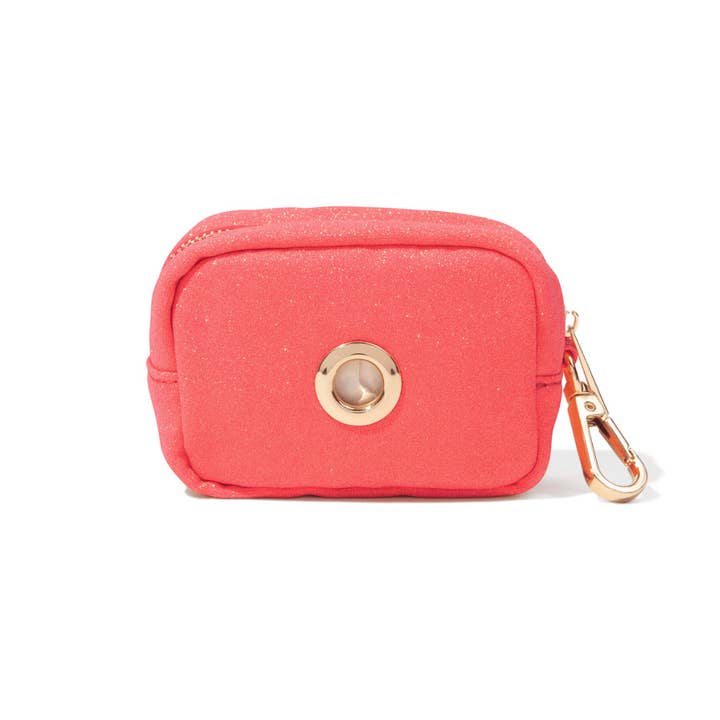 Pink Papyrus | Premium, Durable, & Stylish Dog Products – wholesale Pet poo bag dispenser – Ambrose Pink Glitter Poop Bag Dispenser And Treat Pouch2