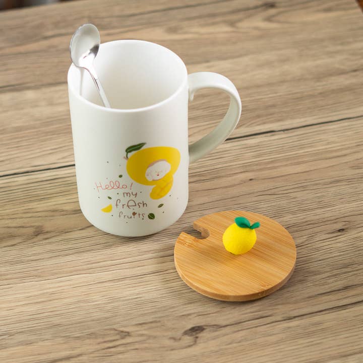 Urban Tokyo - Wholesale Coffee Mug - Lemon 12oz Mug With Lid and Spoon (10/30)4
