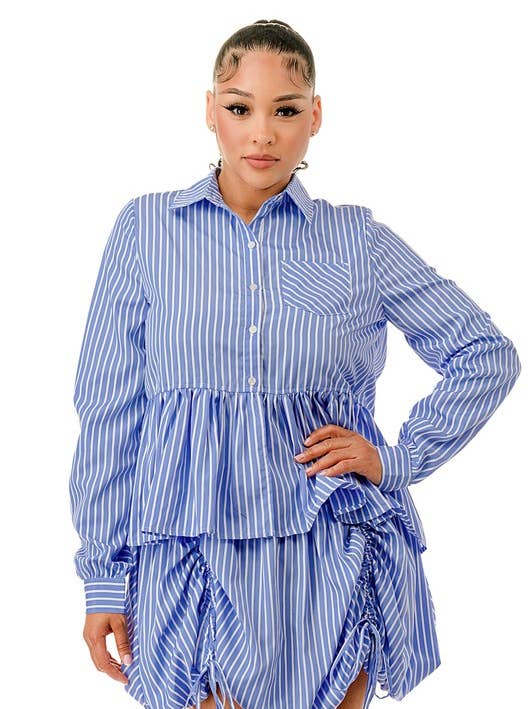 Ensemble chemisier à ourlet volanté classique et jupe à cordon de serrage pour la vente par Namatt Design