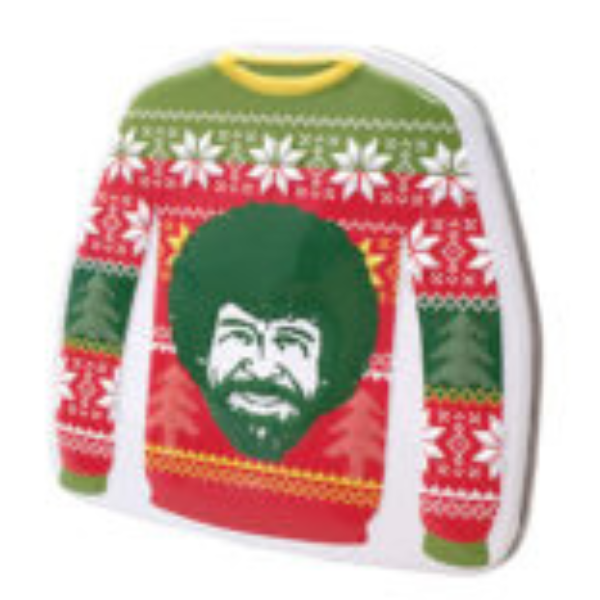 Grandpa Joe's Candy Shop - Vente Bonbons durs - Boîte de Pulls de Noël Joyeux Fêtes Bob Ross, Présentoir de 12 unités0