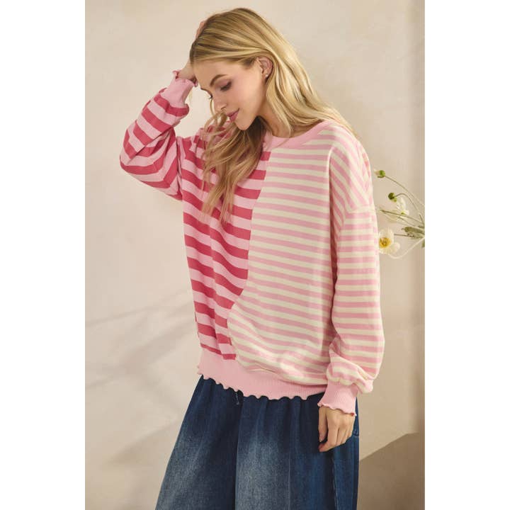 Veveret - Wholesale Tunic - Women's - Contrast Striped French Terry Top19