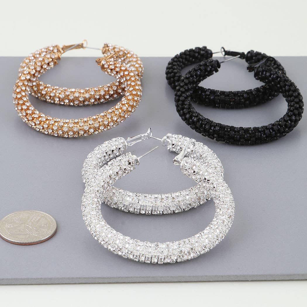 3AM BY H&D ACCESSORIES - Wholesale Hoop Earrings -  Bejeweled Tube Hoop Earrings5