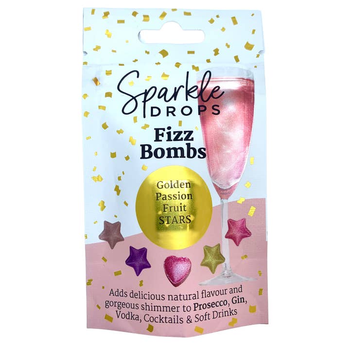 Sparkle Drops Fizz Bombs Golden Passionfruit Hearts 20g for wholesale by Sparkle Drops