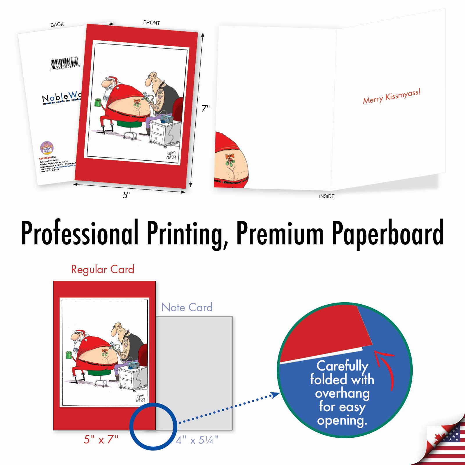 NobleWorks – Großhandel Weihnachtskarte – (1 Karte) Weihnachtskarte - Santa Tattoo4