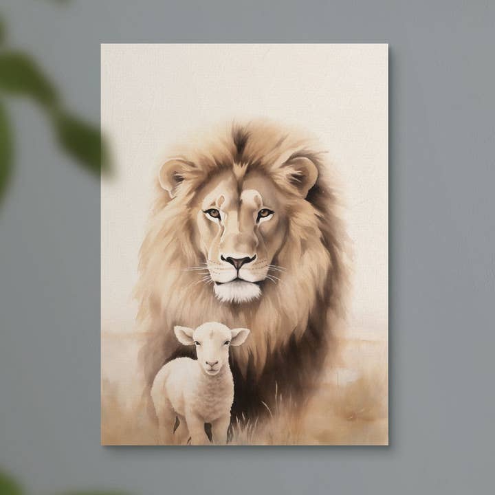 He Is Risen Collection Canvas - Lion & Lamb for wholesale by Faithworks by Creative Brands