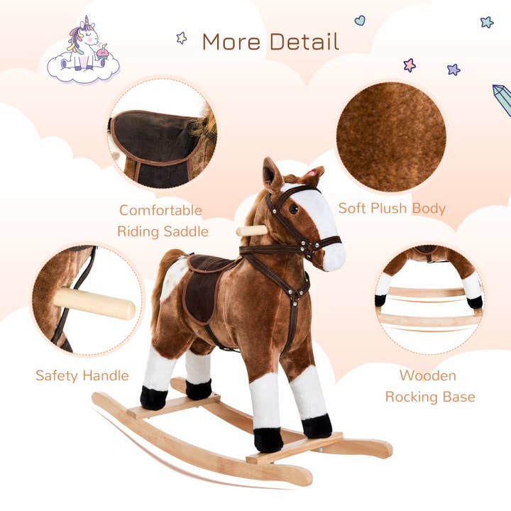 39F Inc. - Wholesale Rocking Horse - Kids - Plush Rocking Horse with Saddle and Sounds for Kids6