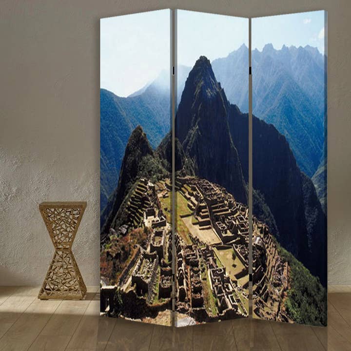 Screen Gems Machu Picchu Canvas Room Divider for wholesale by Screen Gems