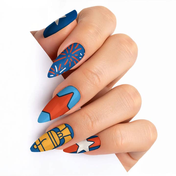 Juego de Uñas Postizas Firework Fanfare Labor Day Set8 para venta al por mayor de FYNE BODY