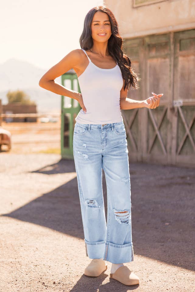 Comme indiqué Jeans évasés à la lumière et délavés à la lumière Fashion-W*4-16 en vente sur Faire8