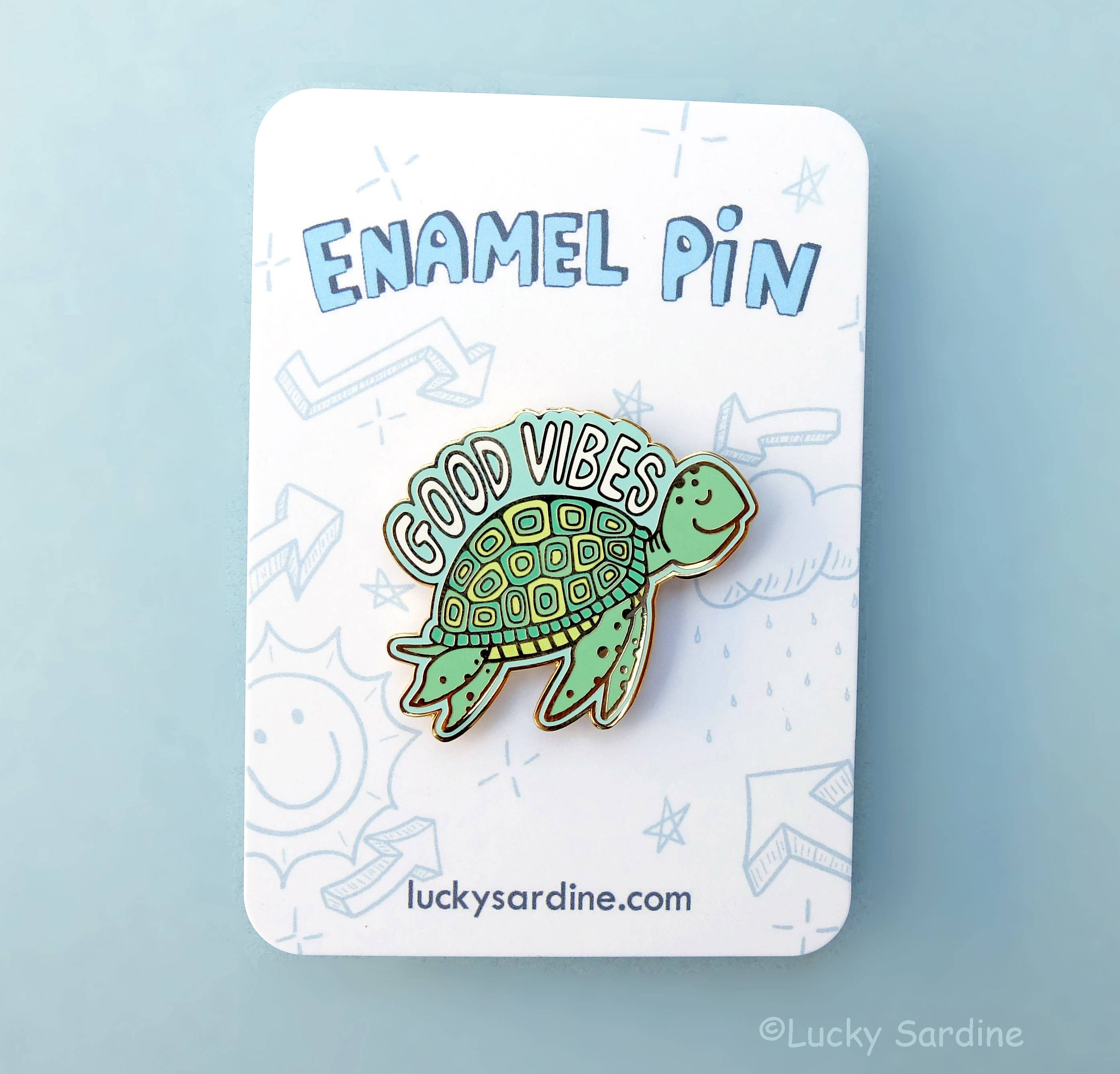 Lucky Sardine - Wholesale Lapel Pin/Button - Sea Turtle, Good Vibes, Marine Ocean Life, Hard Enamel Pin3