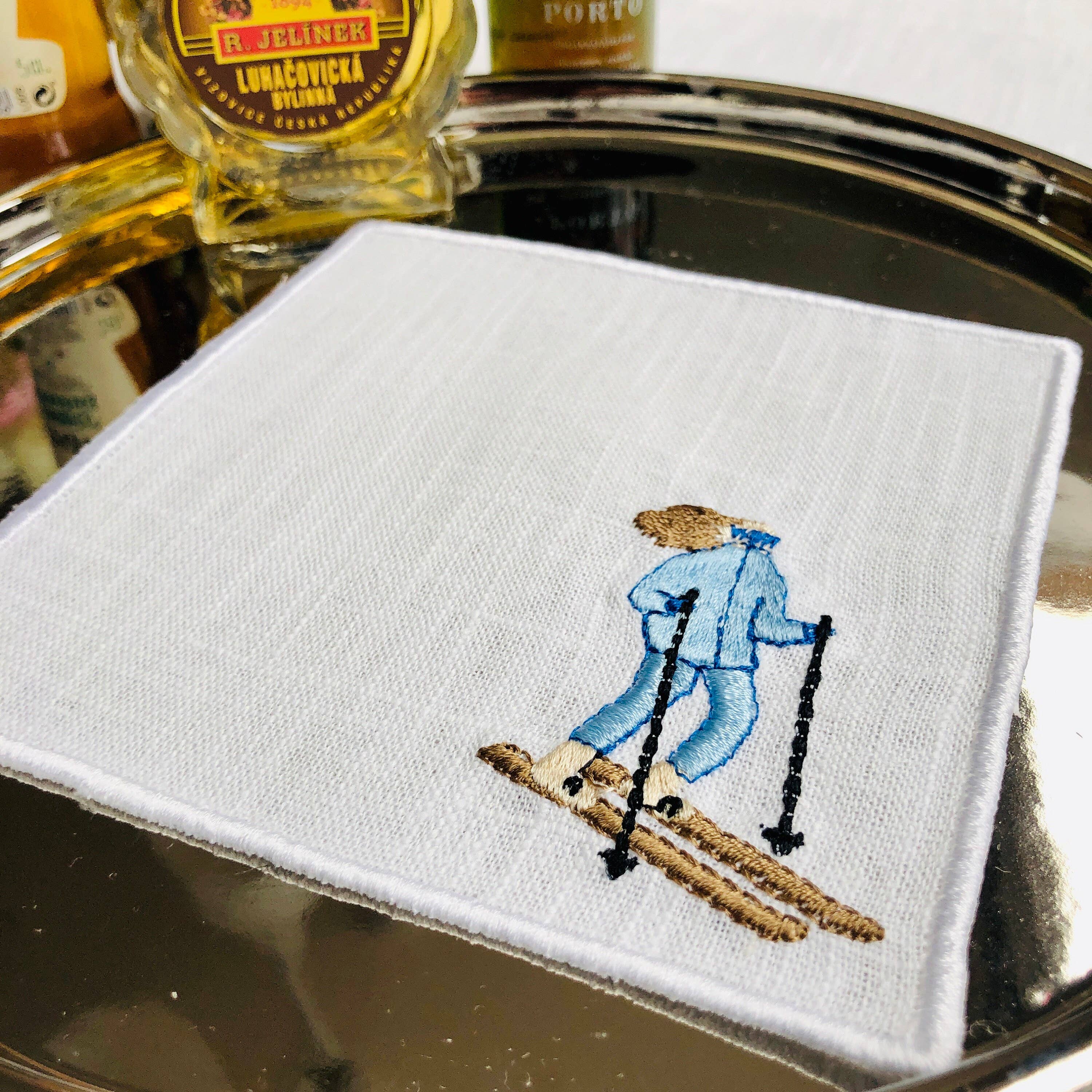 Belle Linen - Venta al por mayor Servilletas de tela - Juego de 4/6 Servilletas de Cóctel Bordadas de los Juegos Olímpicos de Invierno5