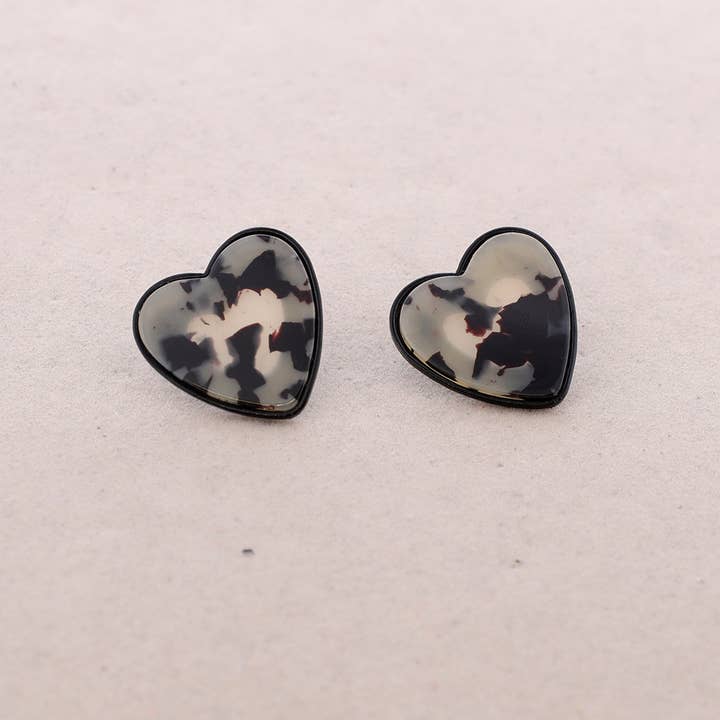 La Cuerda De Sol - Wholesale Snap Jewelry - Resin Heart Earrings