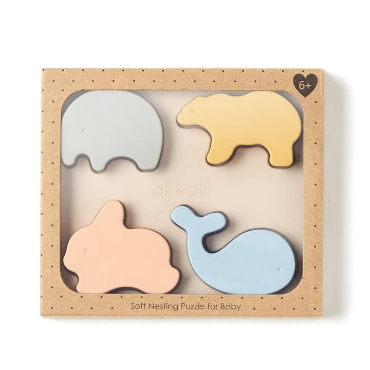 Ali+Oli - Wholesale Puzzle - Kids - Baby Soft Silicone Mini-Animal Puzzle (4pc) Toys for Toddler1