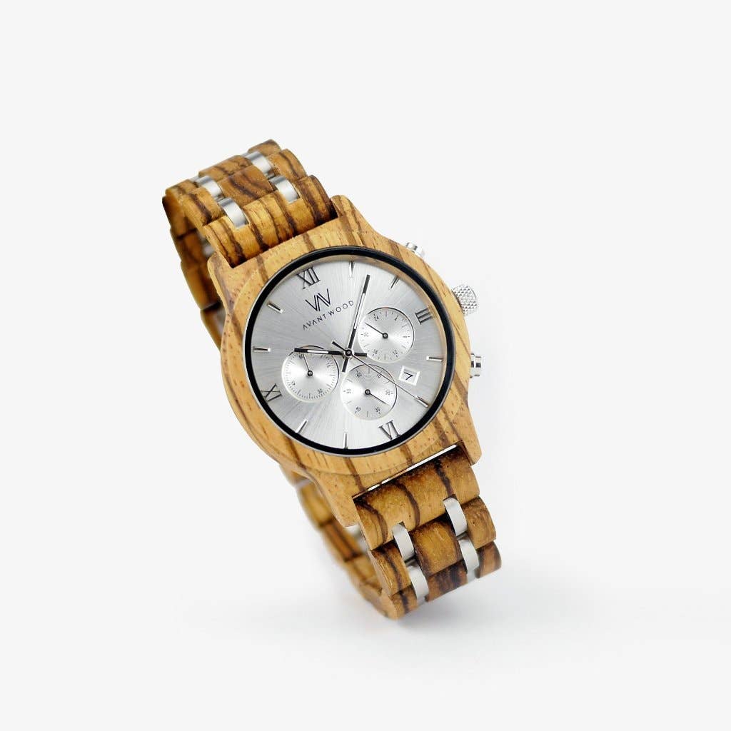 AvantWood – Relógio de pulso - Homem por atacado – Chrono S - Orient Silver - Relógio masculino3